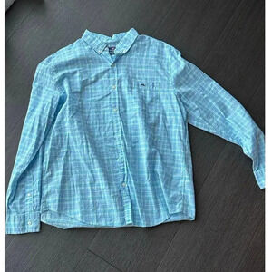 Vineyard Vines Blue Check Slim Fit Stretch Tucker Shirt Size XL